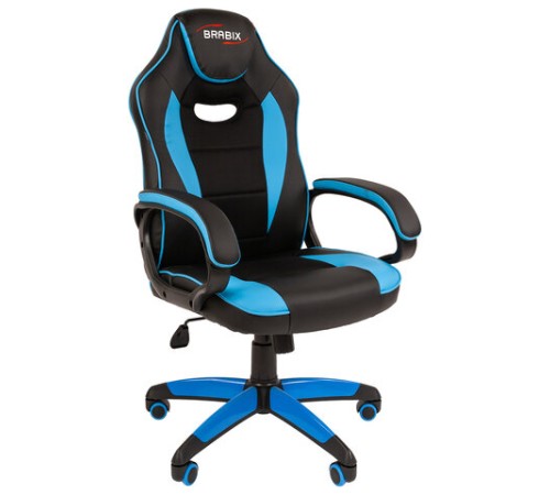 Кресло компьютерное BRABIX "Blaze GM-162", TW/экокожа, черное/голубое, 532578, 7083506 Кресло компьютерное BRABIX "Blaze GM-162", TW/экокожа, черное/голубое, 532578, 7083506