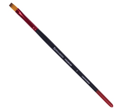 Кисть синтетика, плоская № 7, BRAUBERG PREMIUM, 201016