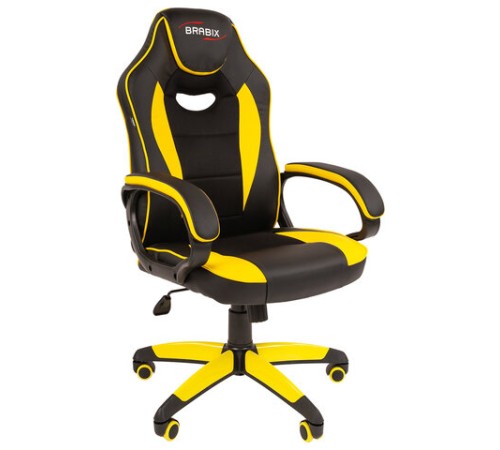 Кресло компьютерное BRABIX "Blaze GM-162", TW/экокожа, черное/желтое, 532579, 7083507 Кресло компьютерное BRABIX "Blaze GM-162", TW/экокожа, черное/желтое, 532579, 7083507