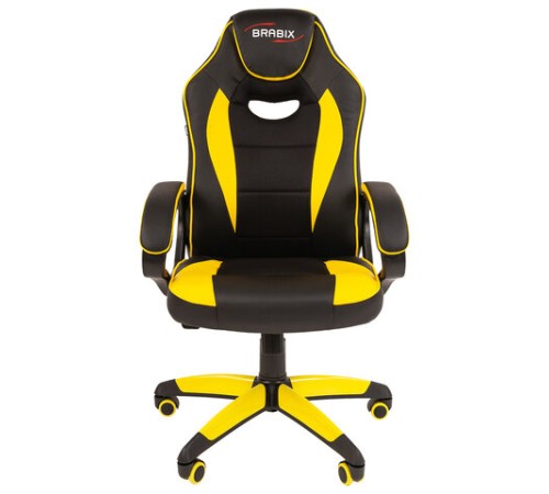 Кресло компьютерное BRABIX "Blaze GM-162", TW/экокожа, черное/желтое, 532579, 7083507 Кресло компьютерное BRABIX "Blaze GM-162", TW/экокожа, черное/желтое, 532579, 7083507
