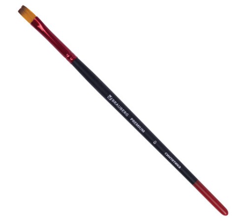 Кисть синтетика, плоская № 8, BRAUBERG PREMIUM, 201017