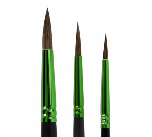 Кисти BRAUBERG PREMIUM, набор 3 шт. (из ворса пони круглые № 2, 4, 7), блистер, 201021