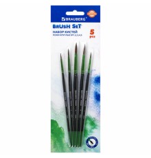 Кисти BRAUBERG PREMIUM, набор 5 шт. (из ворса пони круглые № 1, 2, 3, 4, 5), блистер, 201022