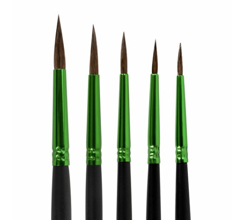 Кисти BRAUBERG PREMIUM, набор 5 шт. (из ворса пони круглые № 1, 2, 3, 4, 5), блистер, 201022