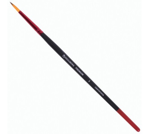 Кисти BRAUBERG PREMIUM, набор 5 шт. (синтетика, круглая № 1, 3, 5, плоская № 5, 8), блистер, 201024