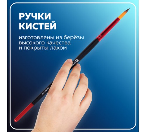 Кисти BRAUBERG PREMIUM, набор 5 шт. (синтетика, круглая № 1, 2, 3, 4, 5), блистер, 201025