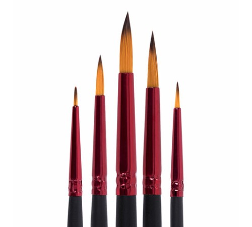 Кисти BRAUBERG PREMIUM, набор 5 шт. (синтетика, круглая № 1, 2, 3, 4, 5), блистер, 201025
