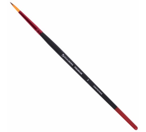 Кисти BRAUBERG PREMIUM, набор 10 шт. (синтетика, круглые № 1, 2, 3, 5, 8, плоские № 2, 4, 6, 8, 10), 201027