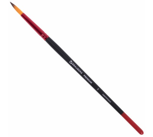 Кисти BRAUBERG PREMIUM, набор 10 шт. (синтетика, круглые № 1, 2, 3, 5, 8, плоские № 2, 4, 6, 8, 10), 201027