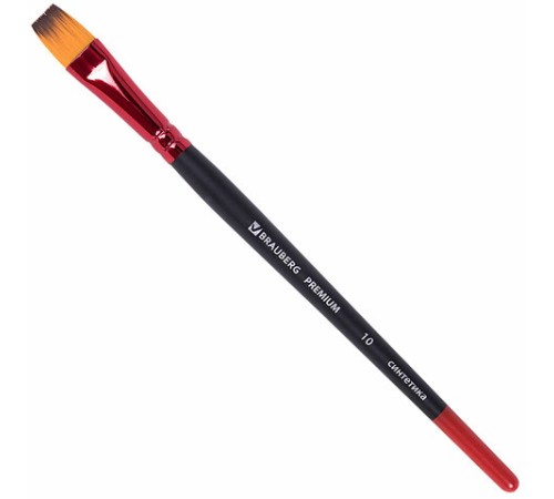 Кисти BRAUBERG PREMIUM, набор 10 шт. (синтетика, круглые № 1, 2, 3, 5, 8, плоские № 2, 4, 6, 8, 10), 201027