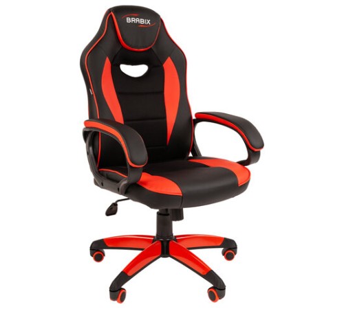 Кресло компьютерное BRABIX "Blaze GM-162", TW/экокожа, черное/красное, 532580, 7083508 Кресло компьютерное BRABIX "Blaze GM-162", TW/экокожа, черное/красное, 532580, 7083508