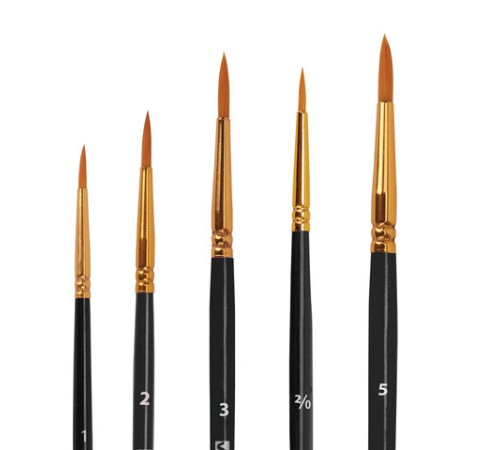 Кисти синтетика BRAUBERG, НАБОР 10 шт., черные (Круглые; Овальные; Плоские; Лайнеры), 201028