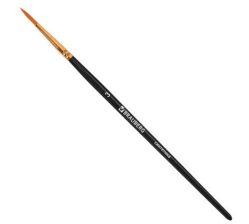 Кисти синтетика BRAUBERG, НАБОР 10 шт., черные (Круглые; Овальные; Плоские; Лайнеры), 201028