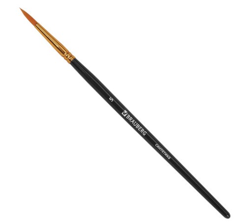 Кисти синтетика BRAUBERG, НАБОР 10 шт., черные (Круглые; Овальные; Плоские; Лайнеры), 201028