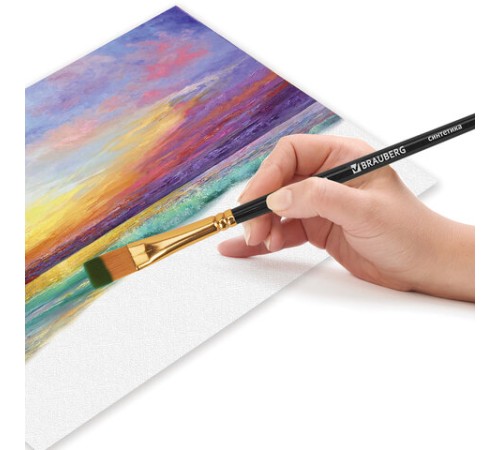 Кисти синтетика BRAUBERG, НАБОР 10 шт., черные (Круглые; Овальные; Плоские; Лайнеры), 201028