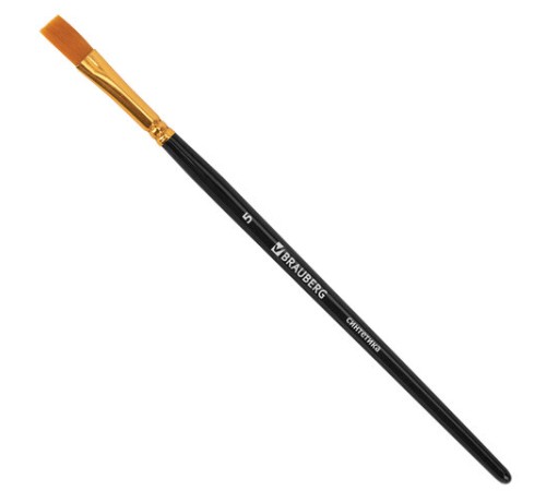 Кисти синтетика BRAUBERG, НАБОР 10 шт., черные (Круглые; Овальные; Плоские; Лайнеры), 201028