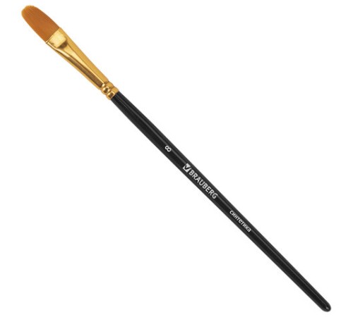 Кисти синтетика BRAUBERG, НАБОР 10 шт., черные (Круглые; Овальные; Плоские; Лайнеры), 201028