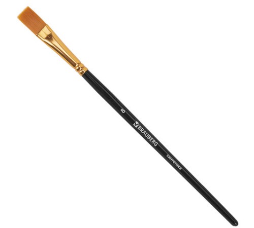 Кисти синтетика BRAUBERG, НАБОР 10 шт., черные (Круглые; Овальные; Плоские; Лайнеры), 201028