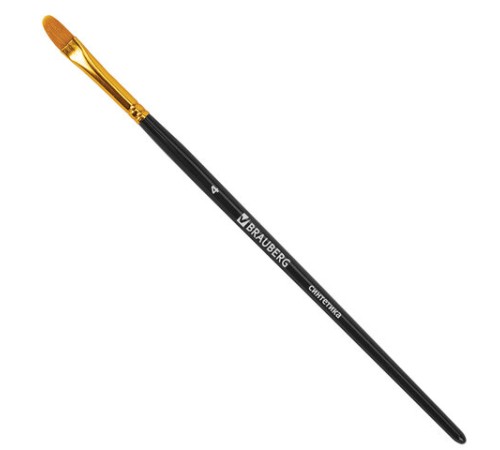 Кисти синтетика BRAUBERG, НАБОР 10 шт., черные (Круглые; Овальные; Плоские; Лайнеры), 201028