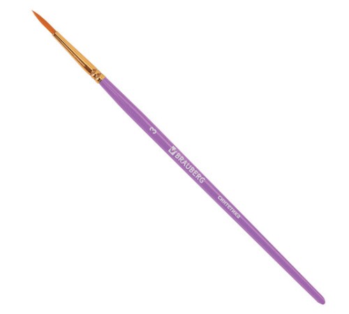 Кисти синтетика BRAUBERG, НАБОР 10 шт., фиолетовые (Круглые; Овальные; Плоские; Лайнеры), 201029