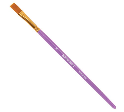 Кисти синтетика BRAUBERG, НАБОР 10 шт., фиолетовые (Круглые; Овальные; Плоские; Лайнеры), 201029