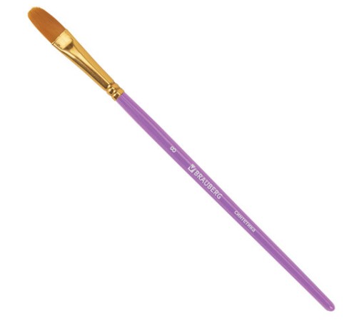 Кисти синтетика BRAUBERG, НАБОР 10 шт., фиолетовые (Круглые; Овальные; Плоские; Лайнеры), 201029