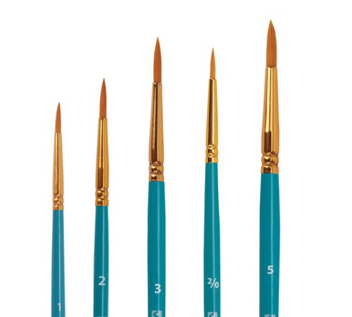 Кисти синтетика BRAUBERG, НАБОР 10 шт., синие (Круглые; Овальные; Плоские; Лайнеры), 201030