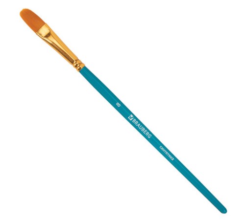 Кисти синтетика BRAUBERG, НАБОР 10 шт., синие (Круглые; Овальные; Плоские; Лайнеры), 201030