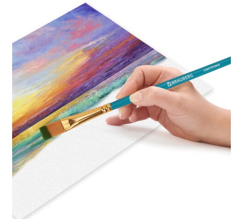 Кисти синтетика BRAUBERG, НАБОР 10 шт., синие (Круглые; Овальные; Плоские; Лайнеры), 201030