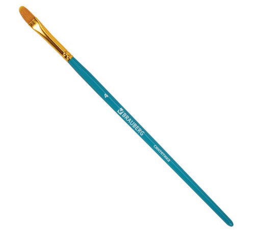 Кисти синтетика BRAUBERG, НАБОР 10 шт., синие (Круглые; Овальные; Плоские; Лайнеры), 201030