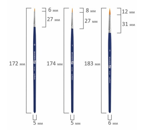 Кисти художественные набор 12 шт. в пенале, синтетика, BRAUBERG ART DEBUT, 201042