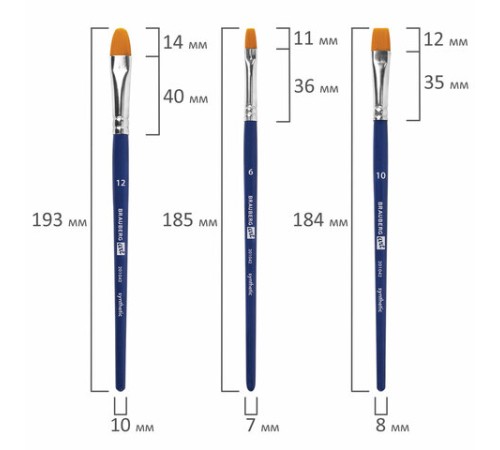 Кисти художественные набор 12 шт. в пенале, синтетика, BRAUBERG ART DEBUT, 201042