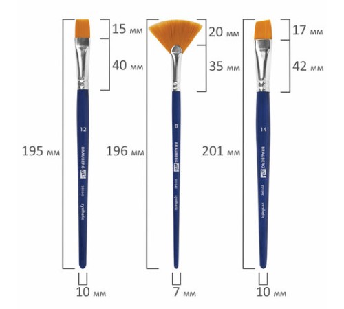 Кисти художественные набор 12 шт. в пенале, синтетика, BRAUBERG ART DEBUT, 201042