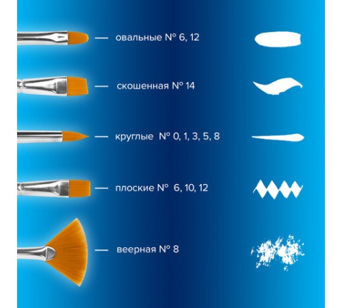 Кисти художественные набор 12 шт. в пенале, синтетика, BRAUBERG ART DEBUT, 201042