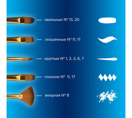 Кисти художественные набор 15 шт. + мастихин в пенале, белые, синтетика, BRAUBERG ART DEBUT, 201044