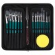Кисти художественные набор 15 шт.+мастихин, в пенале, изумрудные, синтетика, BRAUBERG ART DEBUT, 201045