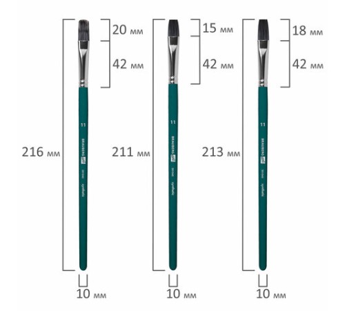Кисти художественные набор 15 шт.+мастихин, в пенале, изумрудные, синтетика, BRAUBERG ART DEBUT, 201045