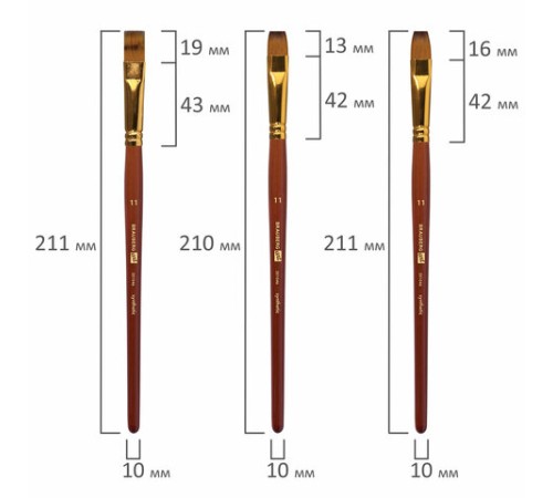Кисти художественные набор 15 шт. + мастихин в пенале, коричневые, синтетика, BRAUBERG ART DEBUT, 201046