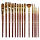 Кисти художественные набор 15 шт. + мастихин в пенале, коричневые, синтетика, BRAUBERG ART DEBUT, 201046