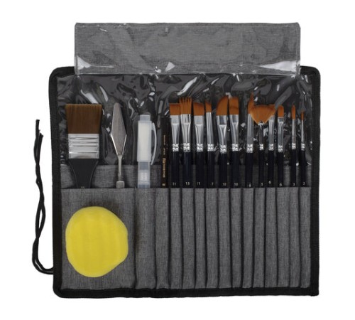 Кисти художественные набор 18 предметов (14 кистей и аксессуары), BRAUBERG ART DEBUT, 201047