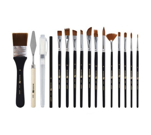 Кисти художественные набор 18 предметов (14 кистей и аксессуары), BRAUBERG ART DEBUT, 201047
