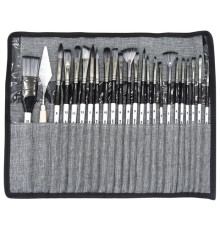 Кисти художественные набор 23 шт., синтетика с мастихином, в пенале, BRAUBERG ART DEBUT, 201048