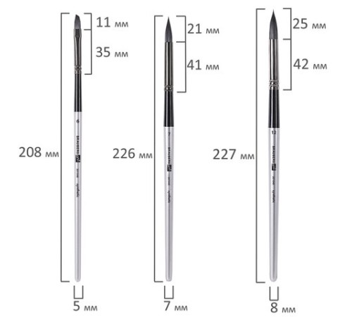 Кисти художественные набор 23 шт., синтетика с мастихином, в пенале, BRAUBERG ART DEBUT, 201048