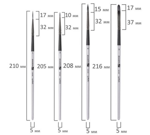 Кисти художественные набор 23 шт., синтетика с мастихином, в пенале, BRAUBERG ART DEBUT, 201048