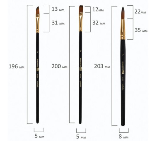 Кисти художественные набор 12 шт., синтетика, № 1-12, BRAUBERG ART DEBUT, 201049