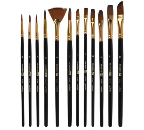 Кисти художественные набор 12 шт., синтетика, № 1-12, BRAUBERG ART DEBUT, 201049