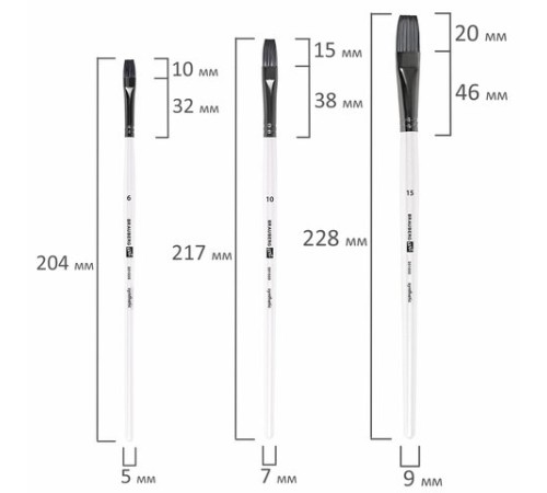 Кисти художественные набор 10 шт., синтетика, в ПВХ-пенале, № 1-10, BRAUBERG ART DEBUT, 201050