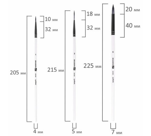 Кисти художественные набор 10 шт., синтетика, в ПВХ-пенале, № 1-10, BRAUBERG ART DEBUT, 201050