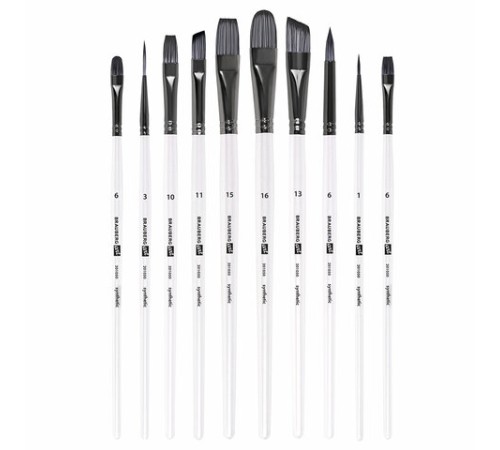 Кисти художественные набор 10 шт., синтетика, в ПВХ-пенале, № 1-10, BRAUBERG ART DEBUT, 201050