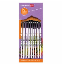 Кисти художественные набор 12 шт., синтетика, овальные № 1-12, BRAUBERG ART DEBUT, 201051